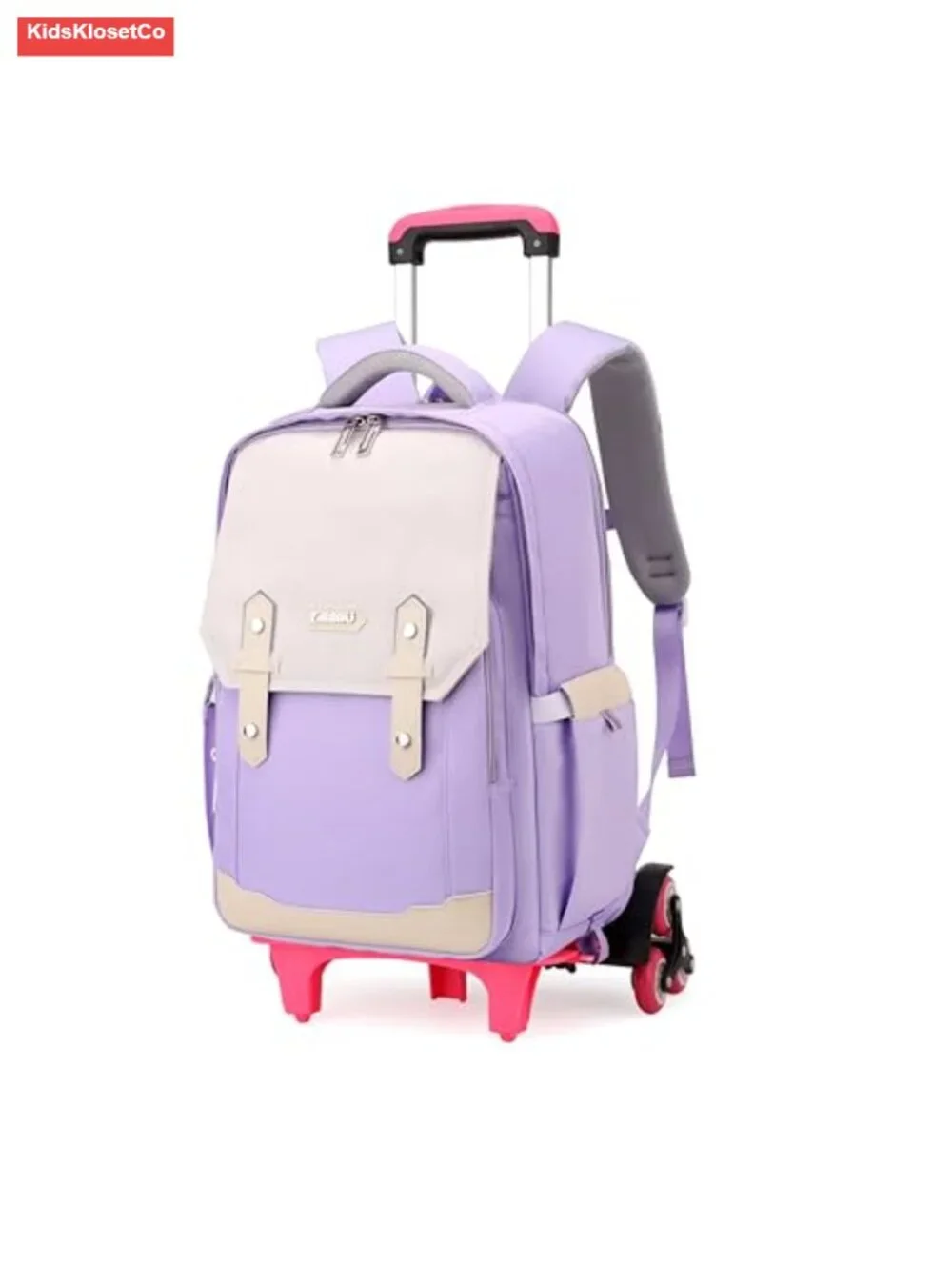 Kids Rolling Backpack with Wheels, Water-Resistant Nylon Trolley Bag for School